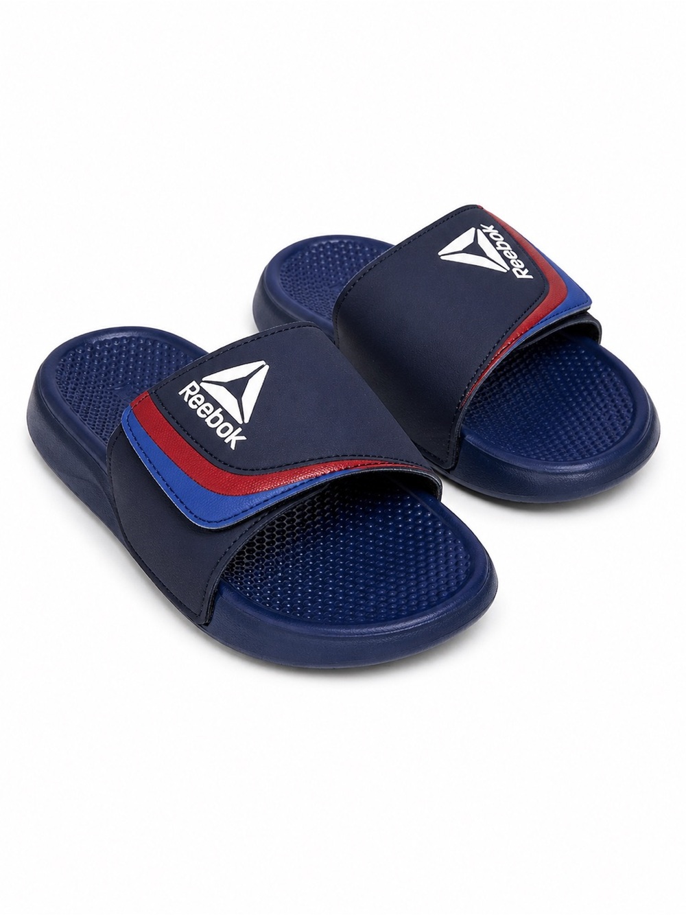 Reebok Kids Navy Slide Sandals Size 2 • Adjustable Strap Comfort Slip-On Shoes